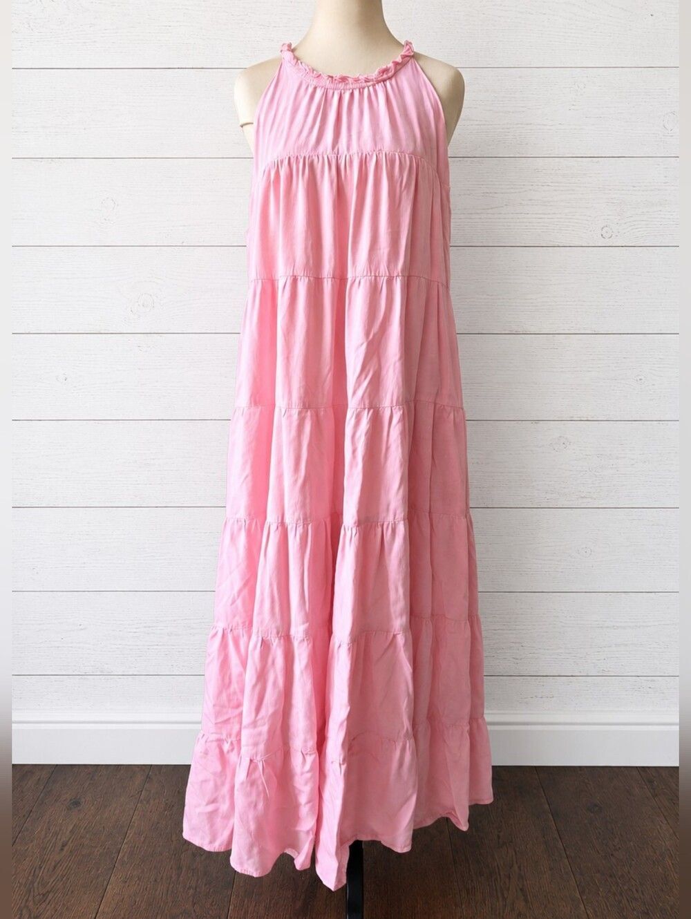 Haeof Pink Boho Tiered Maxi Dress Size L